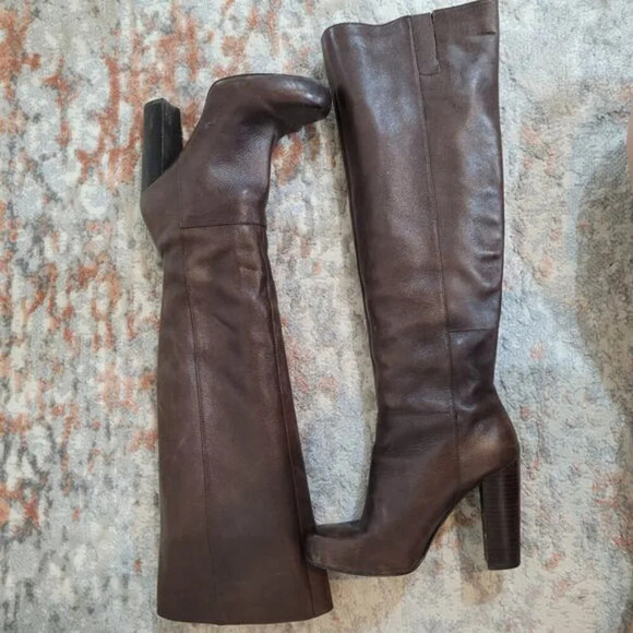 Nine West Crop Shop Brown High Heel Boots - Size 7 - Picture 2 of 11